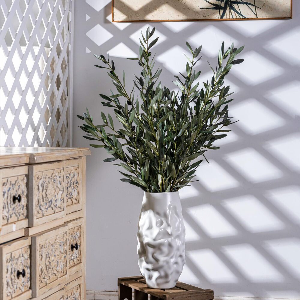 2671 8PCS Premium Artificial Olive Branches for Vases - Realistic PU & Silk - Picture 2 of 9